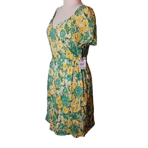 New‎ Kensie Dresses Womens Mini Eyelet Fit & Flare Dress Citron Multi Size 12 - Picture 5 of 15